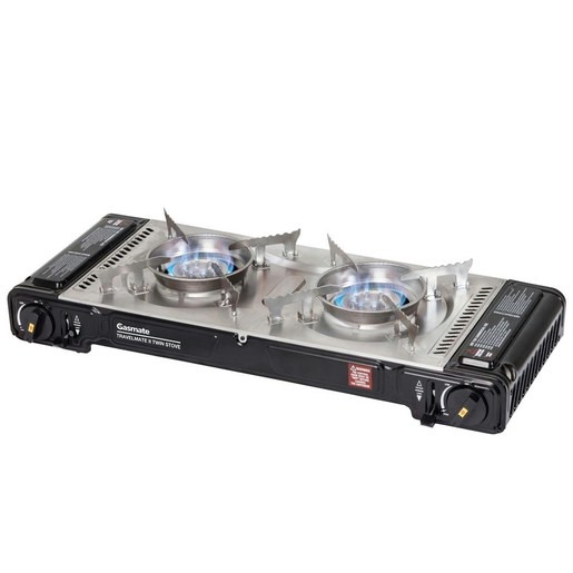 Two Burner Black Butane Gas Stove with Hot Plate Two Burner Black Butane Gas Stove with Hot Plate