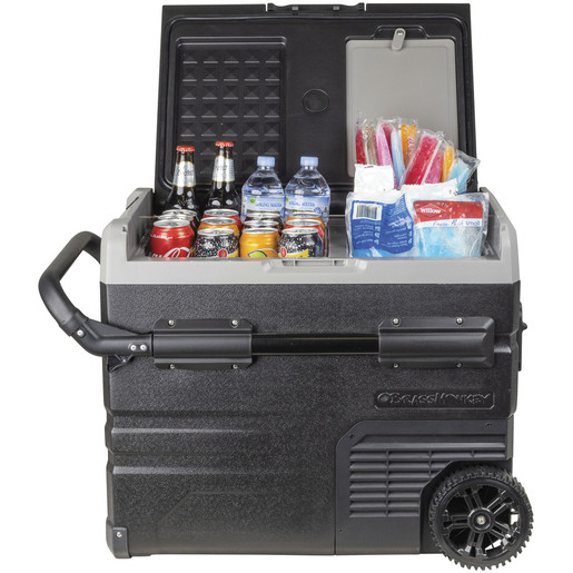 45L Brass Monkey Portable Dual Zone Fridge/Freezer with Wheels and Battery Compartment 45L Brass Monkey Portable Dual Zone Fridge/Freezer with Wheels and Battery Compartment